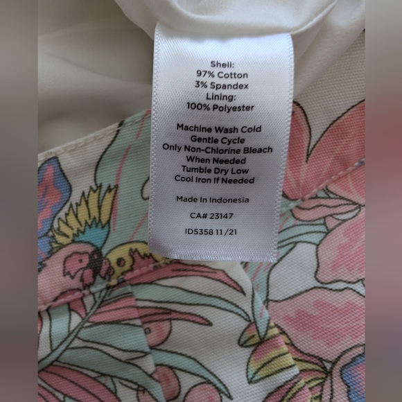 NEW Talbots Canvas A Line Skirt 4 Petite Ivory Pastel Jungle Tropical Parrot 4P - Picture 13 of 15